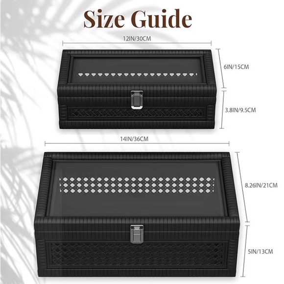 Boho Rattan Decorative Boxes Set of 2 - Picture 3 of 11